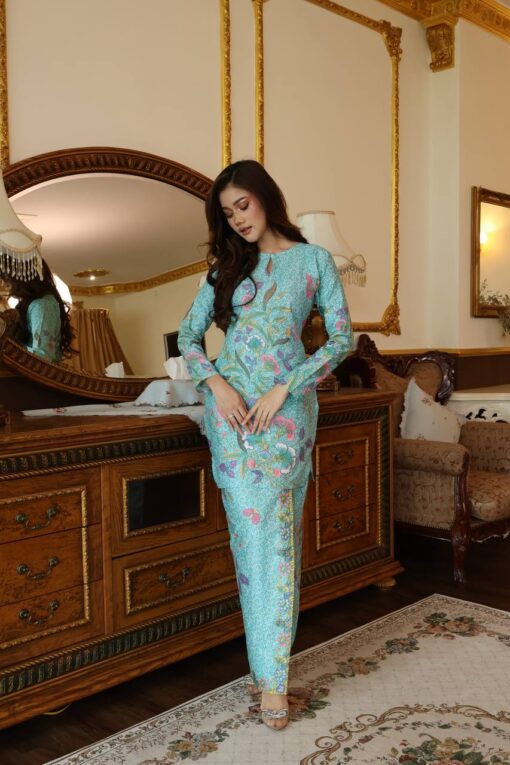 Kurung Mekar Pastel Green Blue