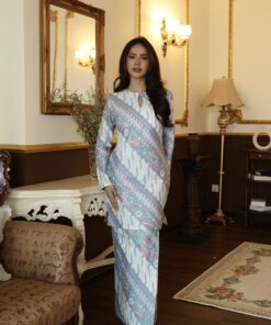 Kurung Mekar Pastel White Blue