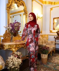 Kebaya Kuntum White Maroon
